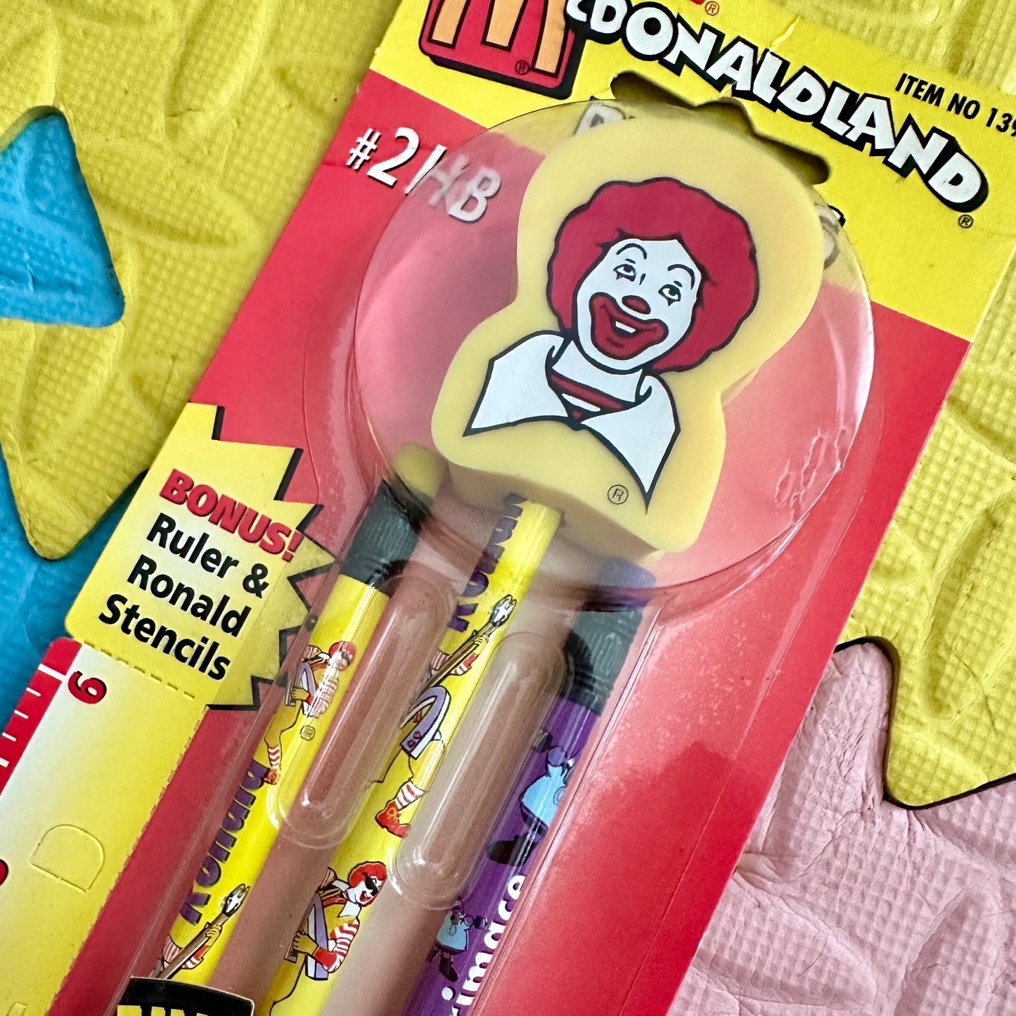 1995 McDonaldland Ronald McDonald Pencil and Eraser Set