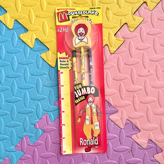 1995 McDonaldland Ronald McDonald Pencil and Eraser Set