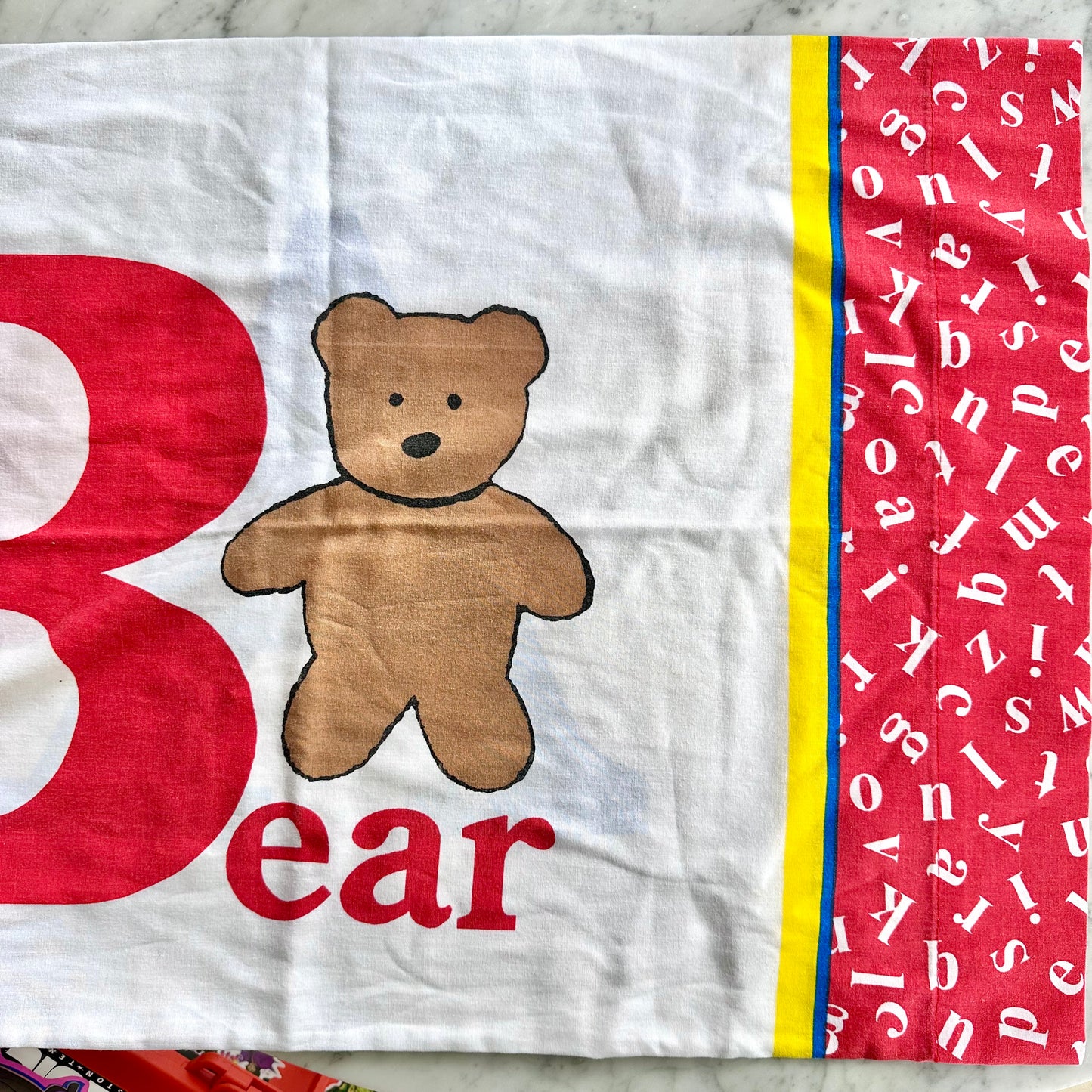 Vintage Apple and Bear Pillowcase