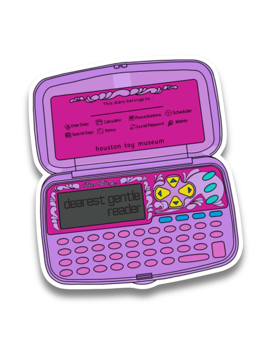 "Dearest Gentle Reader" Electronic Diary Sticker