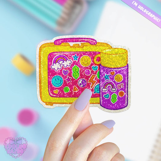 90s Nostalgia Lunch Box Holographic Vinyl Die Cut Sticker