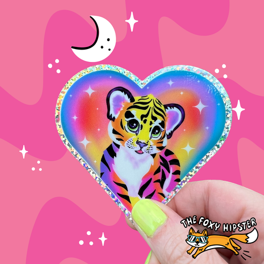 Colorful Rainbow Tiger 90’s Holographic Vinyl Sticker