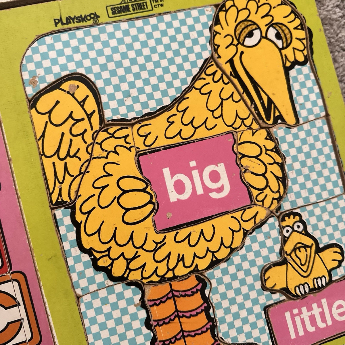 Vintage Toddler Board Puzzle Lot Shirt Tales, Big Bird, Sesame Street